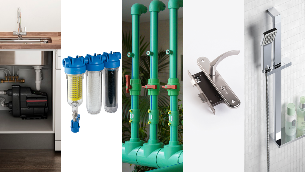 Ferragens, Ferramentas para a construção, produtos de impermeabilização, canalização, tubos PPR, tubo de Cobre, silicones, fechaduras, Filtros de água, produtos de fixação, porcelanatos, porcelânicos, azulejos, mosaicos, pastilhas de vidro, placas de pedra cerâmica sintetizada de grande formato, banheiras, bases de duche, polibans, chuveirinhos higiénicas, colunas de duche, móveis de casa de banho, espelhos com e sem iluminação, e muitos outros produtos e tipos de revestimentos para interior e exterior.